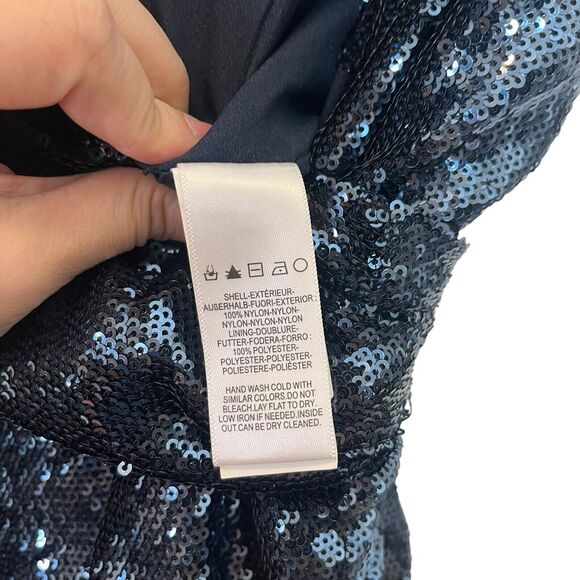 Dress the Population Sam Sequin Jumpsuit Navy Night Sky Size XS Sleeveless Zip - Picture 8 of 12